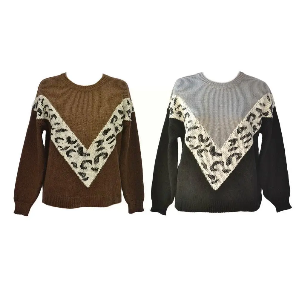 New Fashion Ladies Knitted Sweater Women O-neck Full Sleeve Autumn Jumper Patchwork Top Leopard Stitching Fashion Color Win Z4P5
New Fashion Ladies Knitted Sweater Women O-neck Full Sleeve Autumn Jumper Patchwork Top Leopard Stitching Fashion Color Win Z4P5