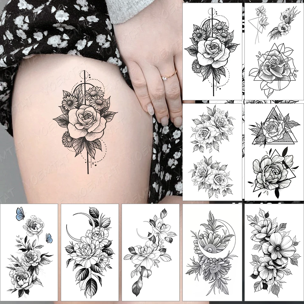 Waterproof Temporary Tattoo Sticker Ladies Tatto Sunflower Rose Flower Dot Line Flash Tatoo Thigh Arm Leg Men Children Tattoos
Waterproof Temporary Tattoo Sticker Ladies Tatto Sunflower Rose Flower Dot Line Flash Tatoo Thigh Arm Leg Men Children Tattoos