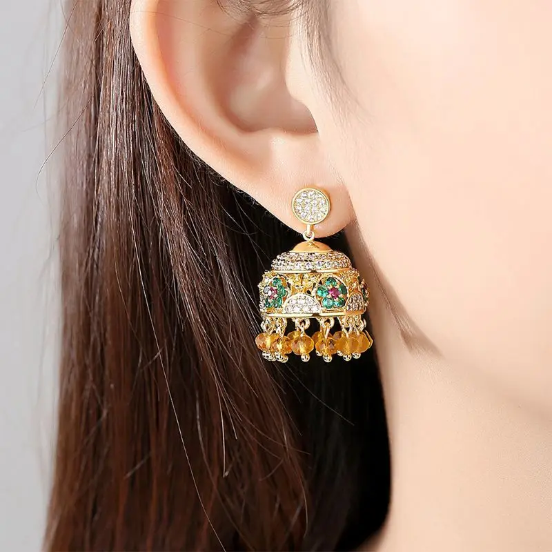 1 Pair Retro Ethnic Indian Zircon Bell Beads Tassel Drop Dangle Earrings Bohemia T4MD
1 Pair Retro Ethnic Indian Zircon Bell Beads Tassel Drop Dangle Earrings Bohemia T4MD