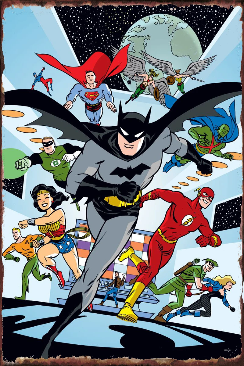 League Of Heroes by Darwyn Cooke Tin Sign Tin Plates Wall Decor Room Decoration Retro Vintage Metal Sign For Pub Home Club
League Of Heroes by Darwyn Cooke Tin Sign Tin Plates Wall Decor Room Decoration Retro Vintage Metal Sign For Pub Home Club