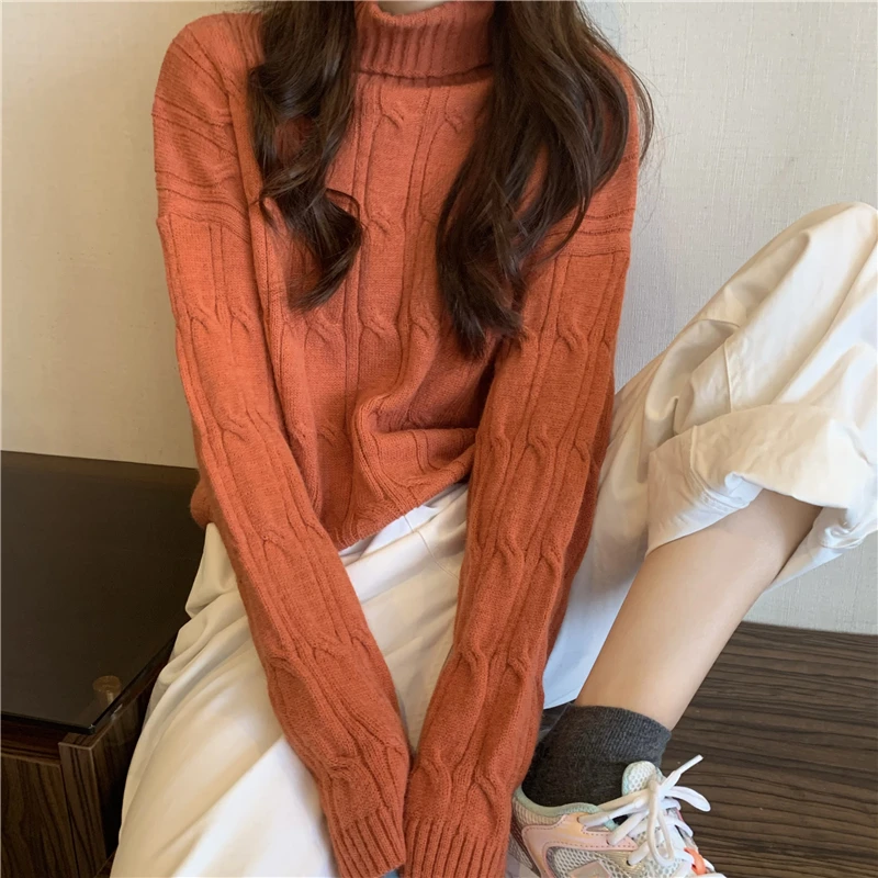 Women Autumn Winter Vintage Harajuku Sweaters Fashion Solid Color Turtleneck Twist Knit Lazy Wind Short Pullover Female Jumpers
Women Autumn Winter Vintage Harajuku Sweaters Fashion Solid Color Turtleneck Twist Knit Lazy Wind Short Pullover Female Jumpers