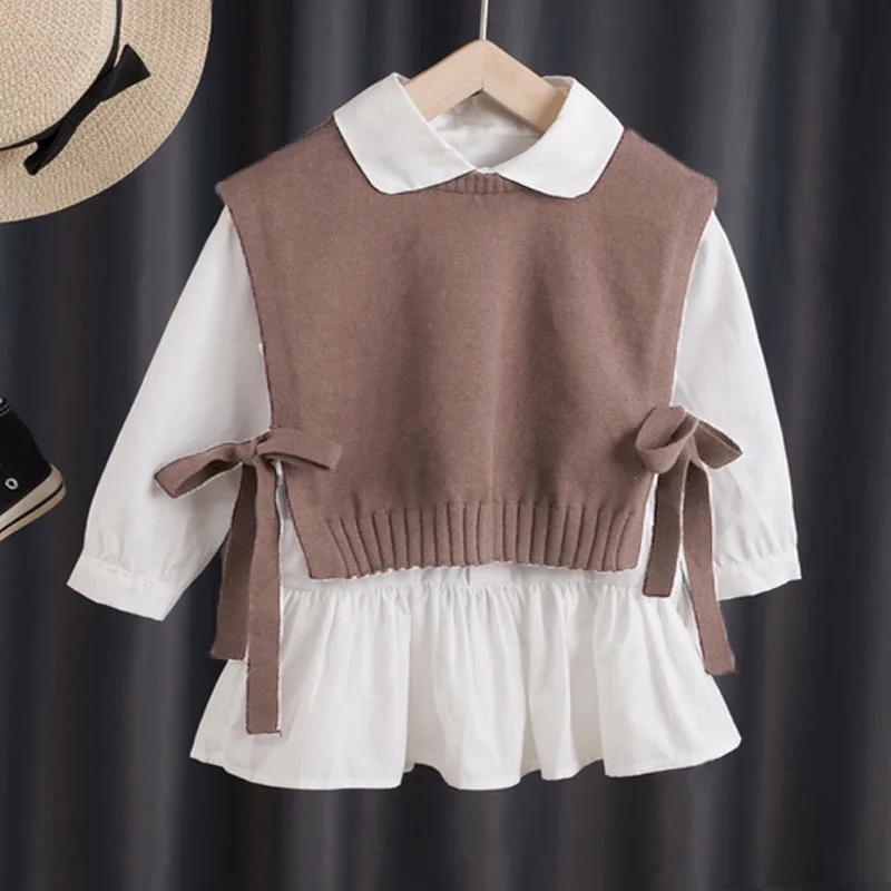 Spring Autumn Baby Girls Knitting Sweater Vest Blouse Shirts Dresses 2Pcs Sets Korean Style Children Outfits DT629
Spring Autumn Baby Girls Knitting Sweater Vest Blouse Shirts Dresses 2Pcs Sets Korean Style Children Outfits DT629