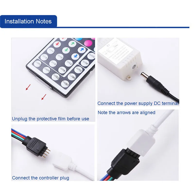 5-Meter Led Strip RGB Non-Waterproof Flexible Color Changing SMD3528 300 LED Light + 44 Key Remote Control 40AUG15 | Лампы и освещение