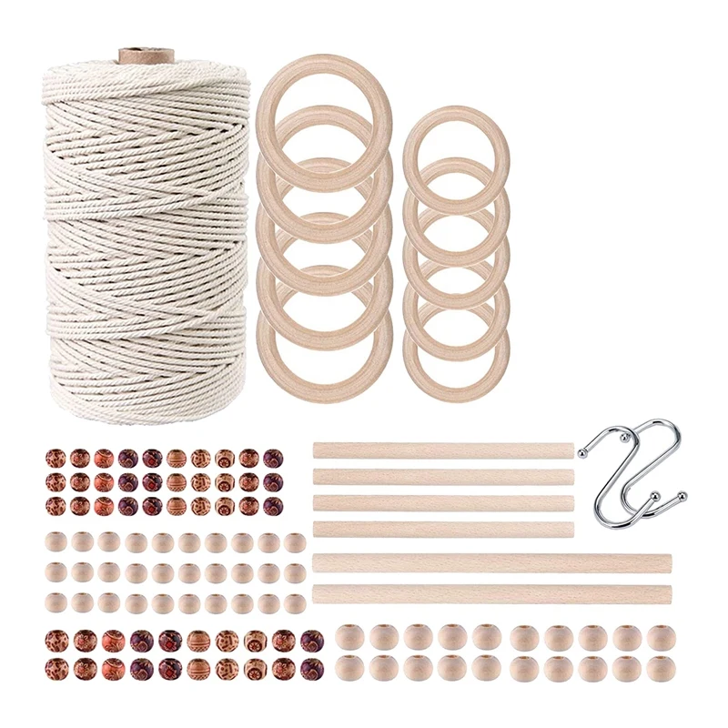 DIY Macrame Kits for Beginners,Cotton Cord Wooden Rings Kit,Macrame Supplies Best for Macrame Plant Hanger Wall Hanging
DIY Macrame Kits for Beginners,Cotton Cord Wooden Rings Kit,Macrame Supplies Best for Macrame Plant Hanger Wall Hanging