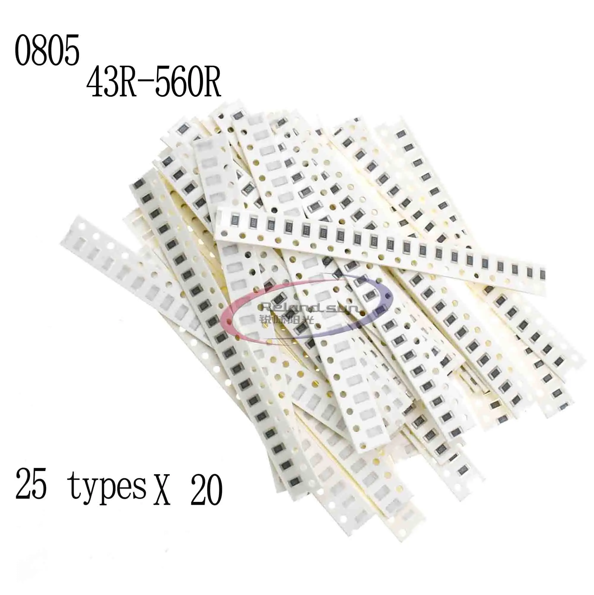 Посылка компонентов 0805 SMD резистор 43R 560R (43 Европа 560 Европа) в общей сложности 25