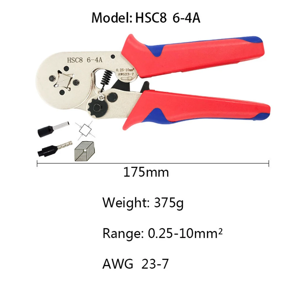 Electrical Pliers Mini Tubular Terminal Crimping Tools HCS8 6-4A 0.25-10mm AWG23-7 High Precision Clamp Sets
Electrical Pliers Mini Tubular Terminal Crimping Tools HCS8 6-4A 0.25-10mm AWG23-7 High Precision Clamp Sets