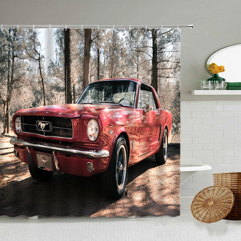 European And American Retro Architecture Classic Car Shower Curtain Iron Tower Creative Design Bathroom Polyester Cloth Curtains
European And American Retro Architecture Classic Car Shower Curtain Iron Tower Creative Design Bathroom Polyester Cloth Curtains