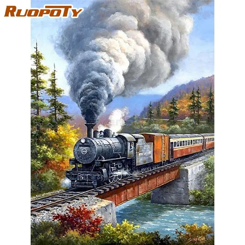 RUOPOTY Frame DIY Oil Painting By Numbers For Adults Forest Train Coloring By Numbers Scenery Handmade For Home Decor
RUOPOTY Frame DIY Oil Painting By Numbers For Adults Forest Train Coloring By Numbers Scenery Handmade For Home Decor