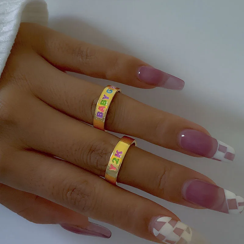 Vintage Geometric Colorful Rings for Women Girl Fashion Statement Y2K Baby Girl Letter Couple Rings 2022 Trendy Jewelry 
Vintage Geometric Colorful Rings for Women Girl Fashion Statement Y2K Baby Girl Letter Couple Rings 2022 Trendy Jewelry