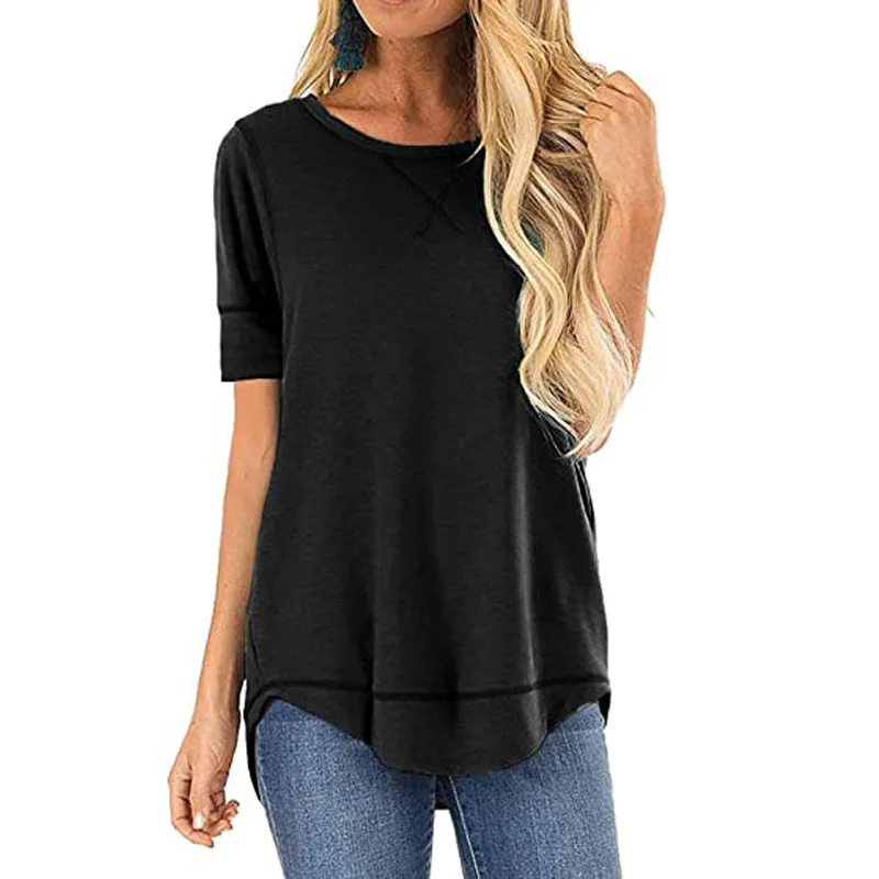 Loose Casual Basic T-Shirt Short Sleeve Women Solid Color Tshirts New Summer Tees Round Neck Female Irregular Tops Femme
Loose Casual Basic T-Shirt Short Sleeve Women Solid Color Tshirts New Summer Tees Round Neck Female Irregular Tops Femme
