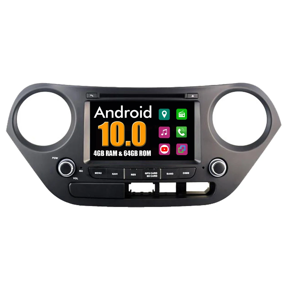 4G RAM + 64G ROM Автомобильный мультимедийный плеер для Hyundai i10 2013 2014 2015 2016 Android 10 Радио
