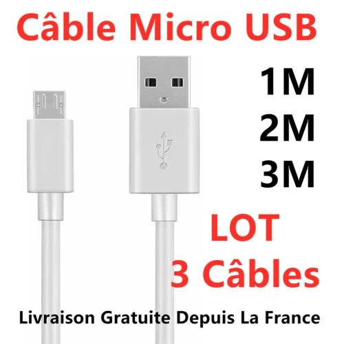 FOR Câble Chargeur Micro USB 1m/2m pour A3/A5/A7/A10 S6 S7 Edge J4/J5/J6
FOR Câble Chargeur Micro USB 1m/2m pour A3/A5/A7/A10 S6 S7 Edge J4/J5/J6