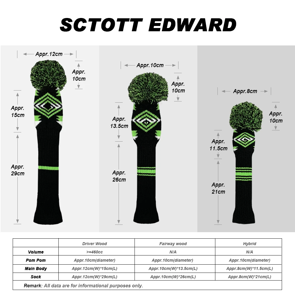 Scott Edward Golf Cover Set 4Pcs for,Knitted Golf Club Protecotor for Driver,Fairway and Hybrid,Number 1,3,5,7,Color Blue,Green
Scott Edward Golf Cover Set 4Pcs for,Knitted Golf Club Protecotor for Driver,Fairway and Hybrid,Number 1,3,5,7,Color Blue,Green