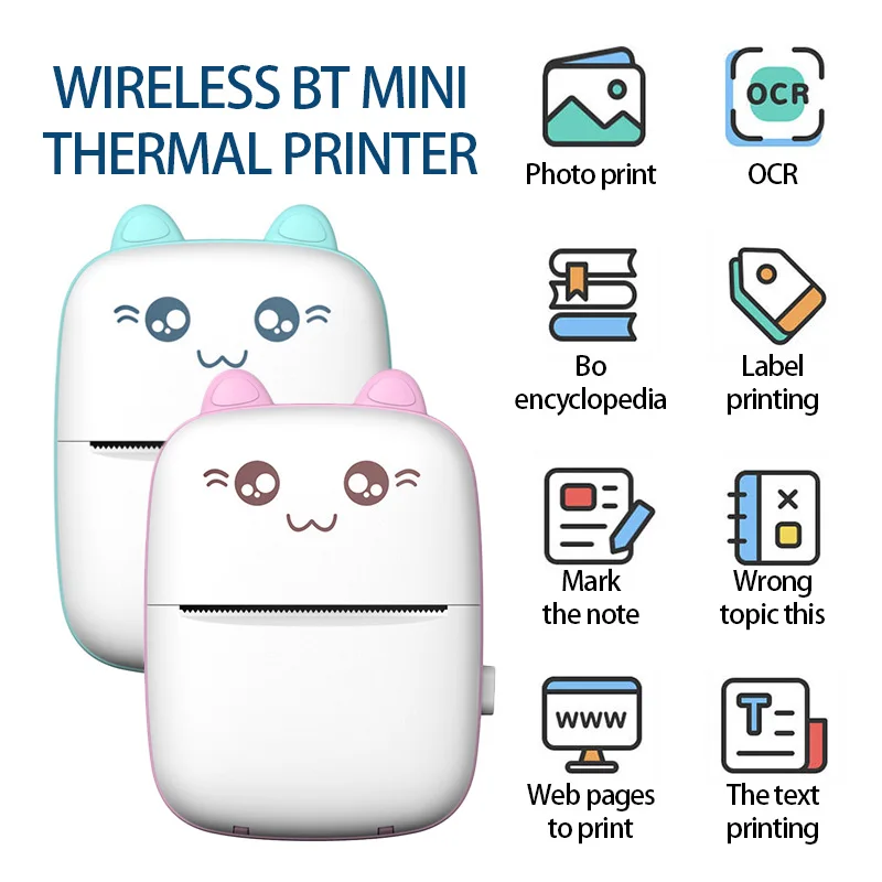 Portable Thermal Printer BT 203dpi Photo Label Memo Wrong Question Printing Mini Bluetooth Thermal Printing for iPhone Android
Portable Thermal Printer BT 203dpi Photo Label Memo Wrong Question Printing Mini Bluetooth Thermal Printing for iPhone Android