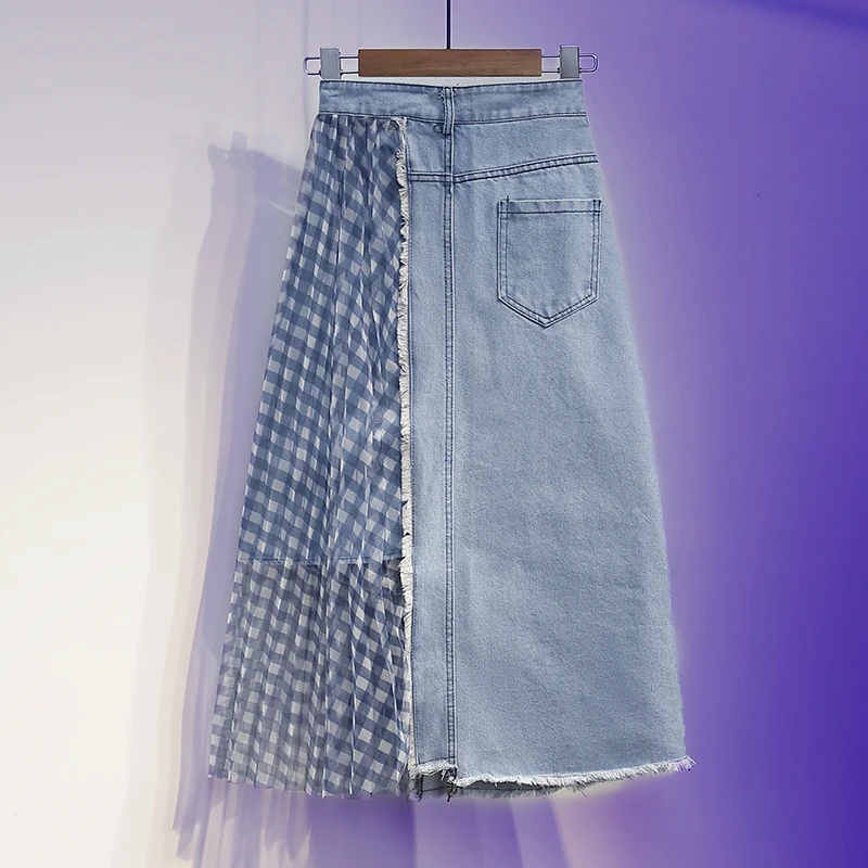 Casual High Waist Patchwork Pencil Denim Skirts Women 2021 Summer Blue Solid Pockets Button All-matched Jeans Skirt
Casual High Waist Patchwork Pencil Denim Skirts Women 2021 Summer Blue Solid Pockets Button All-matched Jeans Skirt