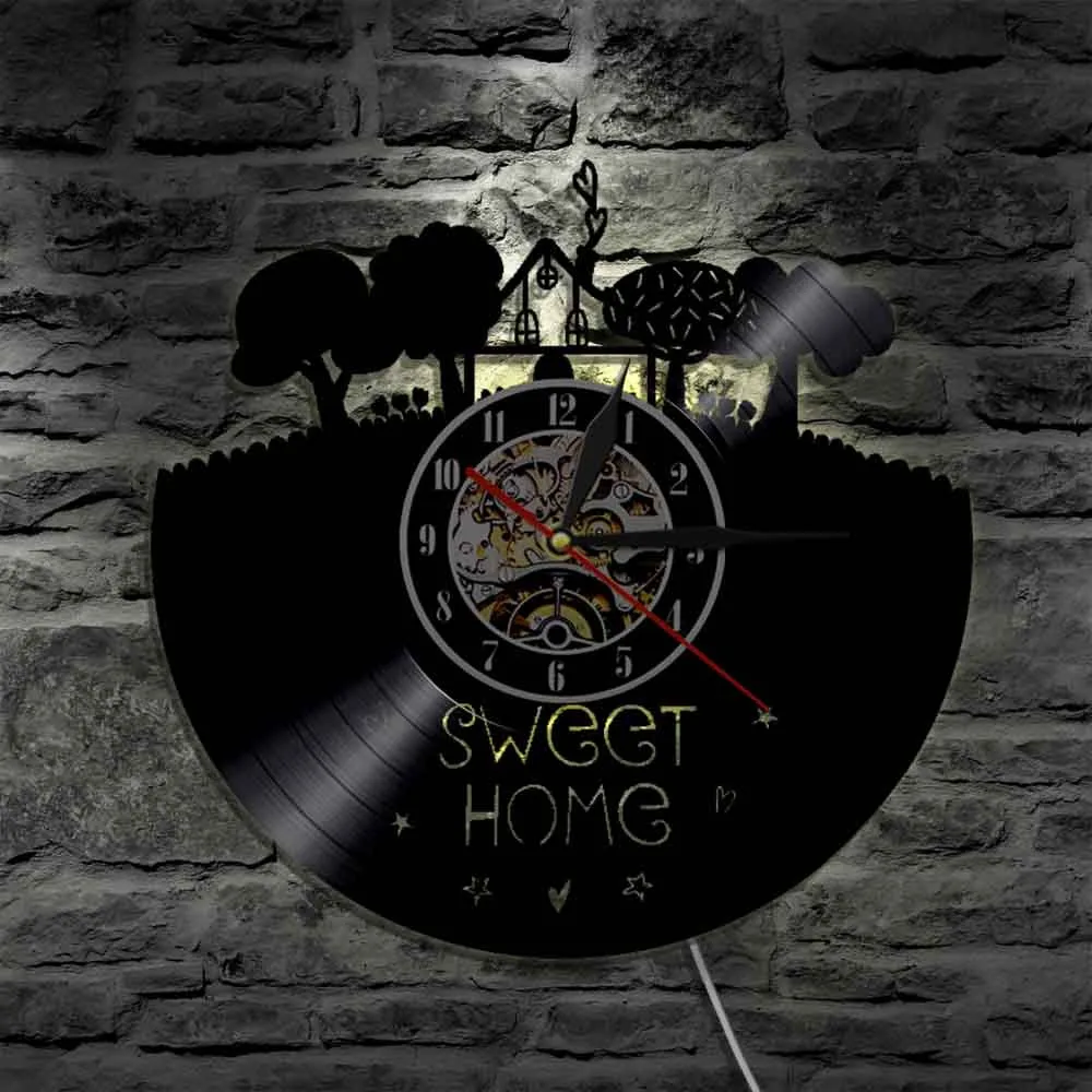 Sweet Home Vinyl Record Clocks Wall Watch Suburb House Vintage LED Wall Lighting Clock Lamp Remote Control Housewarming Gift
Sweet Home Vinyl Record Clocks Wall Watch Suburb House Vintage LED Wall Lighting Clock Lamp Remote Control Housewarming Gift