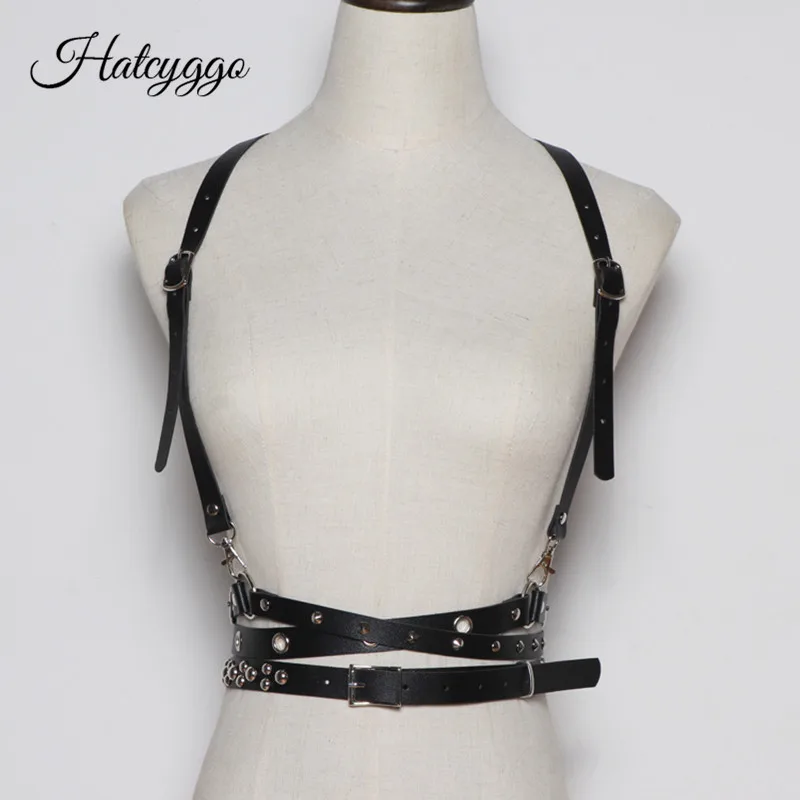 HATCYGGO Women Leather Harness Lingerie Strap Punk Rivet Black Suspender Belt Female Sexy Gothic Body Bondage Garter Belts
HATCYGGO Women Leather Harness Lingerie Strap Punk Rivet Black Suspender Belt Female Sexy Gothic Body Bondage Garter Belts