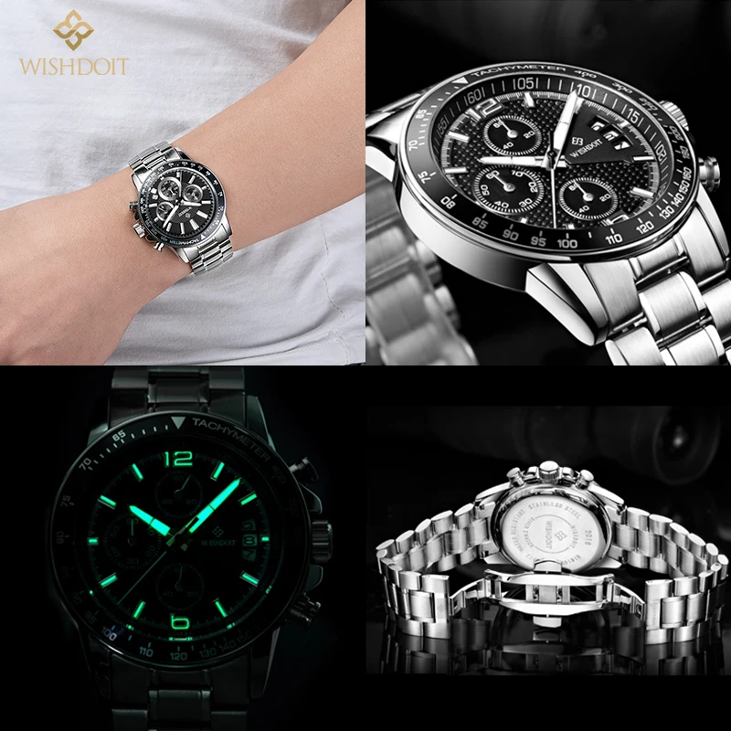 Sports Watch Men's Luxury Chronograph Watch Leather Strap Steel Belt Fashion Quartz Clock Waterproof Luminous
Sports Watch Men's Luxury Chronograph Watch Leather Strap Steel Belt Fashion Quartz Clock Waterproof Luminous