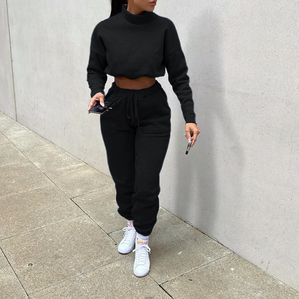 2021 Women's Autumn New Suit Simple Fashion Commuter Sports Style Long-sleeved High-neck Short Top And Trousers Two-piece Suit
2021 Women's Autumn New Suit Simple Fashion Commuter Sports Style Long-sleeved High-neck Short Top And Trousers Two-piece Suit