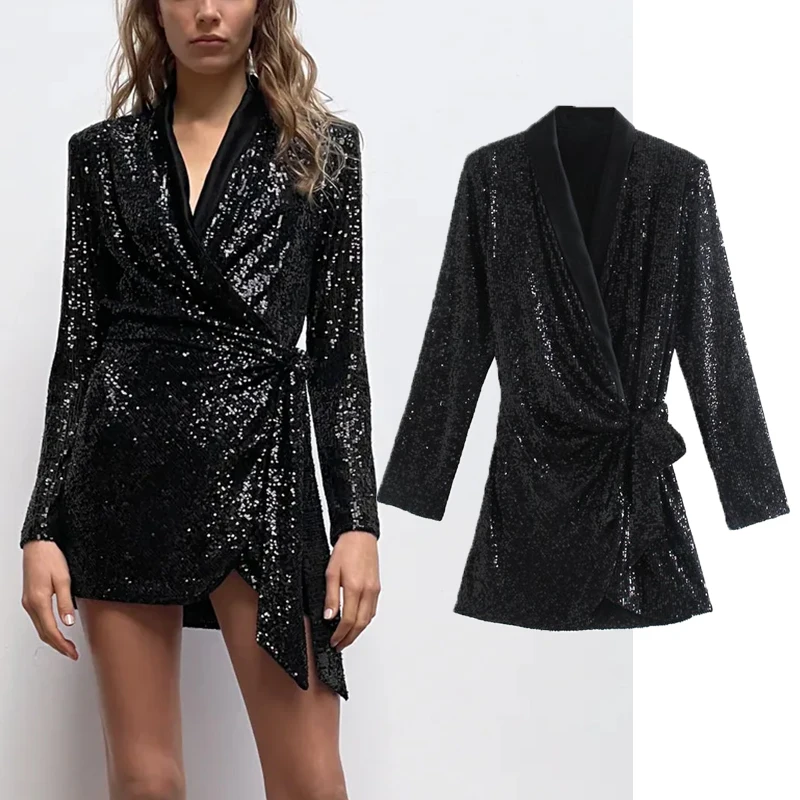 Za Sequin Dress With Belt 2022 Women Vintage Sexy V-neck Prom Mini Dress Autumn Elegant Curve Black Long Sleeve Party Dress
Za Sequin Dress With Belt 2022 Women Vintage Sexy V-neck Prom Mini Dress Autumn Elegant Curve Black Long Sleeve Party Dress