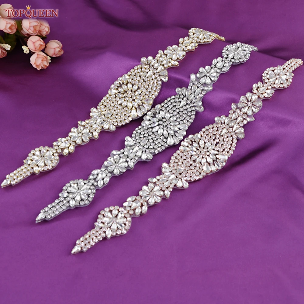 TOPQUEEN S123 (1PCS) Sew On Strass Applique Rhinestone For Wedding Belt Pearl Patch Evening Dress Accessories Patches on Clothes | Свадьбы и