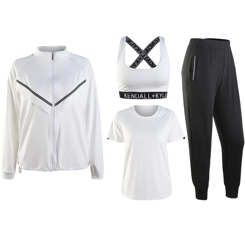 Women's outdoor sports suit Yoga suit 4-piece women's sportswear white loose running suit fitness suit Leggings
Women's outdoor sports suit Yoga suit 4-piece women's sportswear white loose running suit fitness suit Leggings