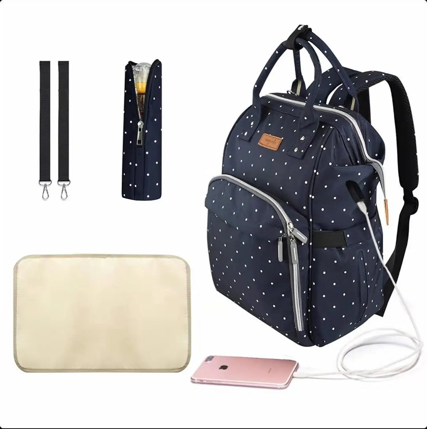 Diaper Bag Backpack Multifunction Travel Backpack USB Port Maternity Baby Nappy Changing Bags polka dot bag
Diaper Bag Backpack Multifunction Travel Backpack USB Port Maternity Baby Nappy Changing Bags polka dot bag