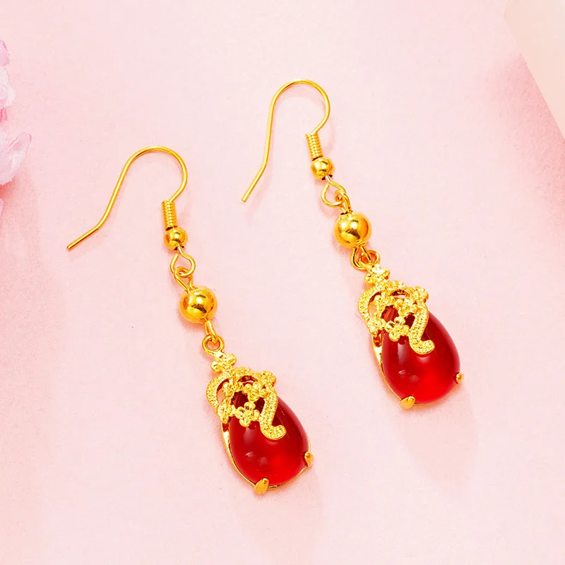 Genuine natureal stone red green Drop Earrings Elegant 24K gold Wedding Engagement Jewelry For Women Christmas Gifts
Genuine natureal stone red green Drop Earrings Elegant 24K gold Wedding Engagement Jewelry For Women Christmas Gifts