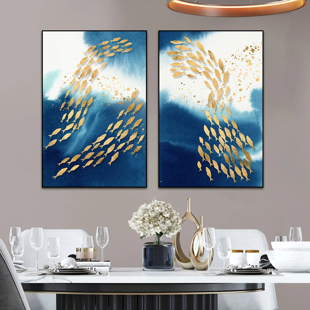 Modern Abstract Nordic Style Wall Art Canvas Painting Golden Fish Blue Sea Poster Home Decoration Wall Painting For Living Room
Modern Abstract Nordic Style Wall Art Canvas Painting Golden Fish Blue Sea Poster Home Decoration Wall Painting For Living Room