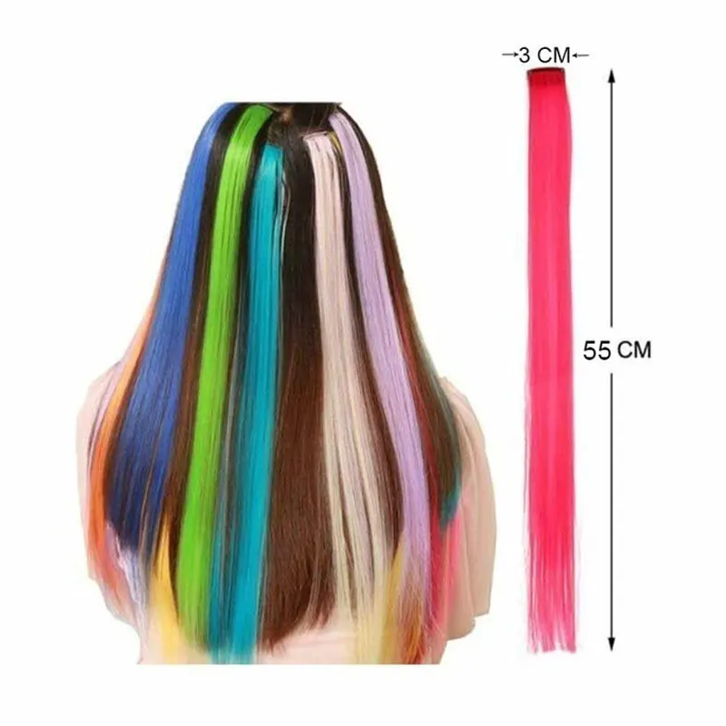 55 см Длинные прямые Разноцветные заколки для волос пряди на заколках косы ободки
