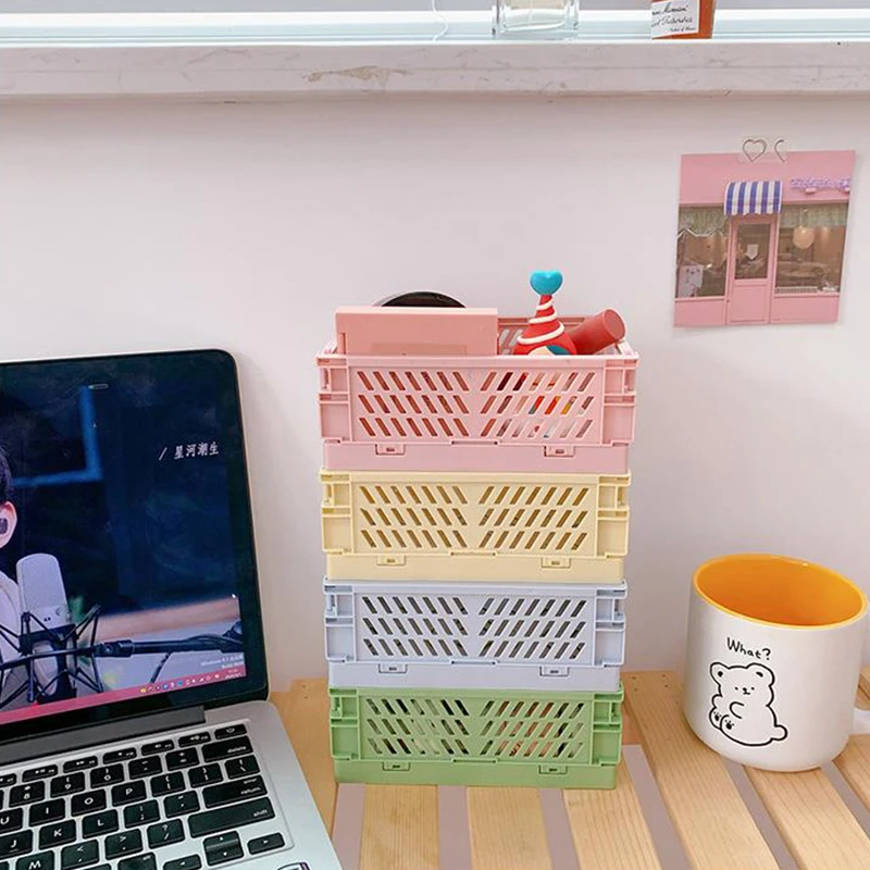 Mini Folding Storage Box Plastic Foldable Storage basket Storage Case Desktop Carrying Basket Accept wholesale
Mini Folding Storage Box Plastic Foldable Storage basket Storage Case Desktop Carrying Basket Accept wholesale