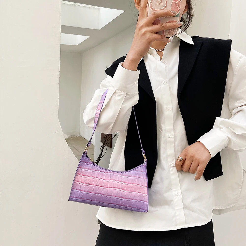 Vintage Women PU Leather Gradient Color Alligator Pattern Shoulder Underarm Hobos Bag Casual Ladies Small Purse Handbags
Vintage Women PU Leather Gradient Color Alligator Pattern Shoulder Underarm Hobos Bag Casual Ladies Small Purse Handbags