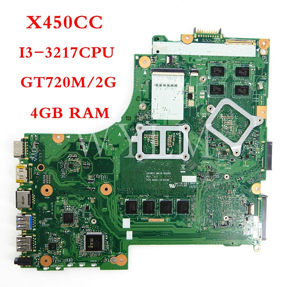 X450CC Motherboard 4GB RAM I3-3217CPU GT720M/2G Mainboard REV2.1 For ASUS X450CC X450C Y481C X450 Laptop Motherboard Tested
X450CC Motherboard 4GB RAM I3-3217CPU GT720M/2G Mainboard REV2.1 For ASUS X450CC X450C Y481C X450 Laptop Motherboard Tested