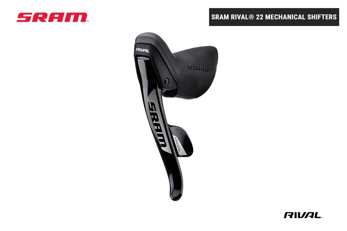 SRAM RIVAL®22 механические переключатели передач ErgoFit™Дизайн от SRAM RED улучшает захват и палец, обмотка рычага тормоза и весла переключения
SRAM RIVAL®22 механические переключатели передач ErgoFit™Дизайн от SRAM RED улучшает захват и палец, обмотка рычага тормоза и весла переключения