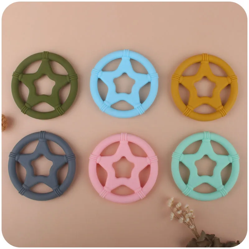 Round Star Silicone Teethers Easy to Hand Food Grade Silicone Teething Charm Toy Silicone Ring Bracelet
Round Star Silicone Teethers Easy to Hand Food Grade Silicone Teething Charm Toy Silicone Ring Bracelet