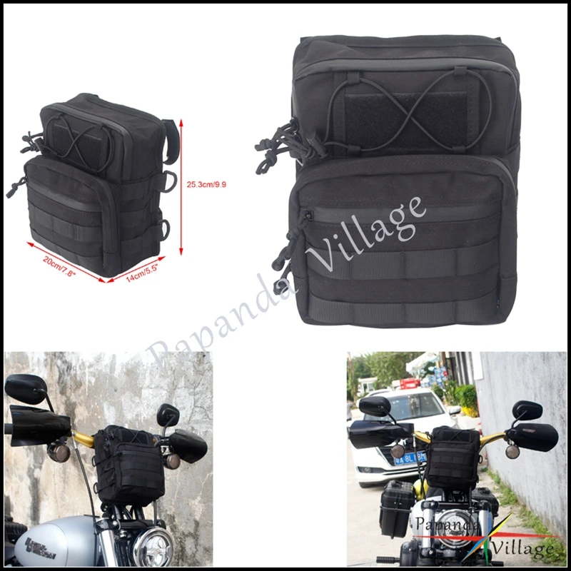 Motorbike Black Fabric Handlebar Bag Multi-functional Molle Luggage Bag W/ Waterrepellent Zipper For Harley Honda Cafe Racer BMW
Motorbike Black Fabric Handlebar Bag Multi-functional Molle Luggage Bag W/ Waterrepellent Zipper For Harley Honda Cafe Racer BMW