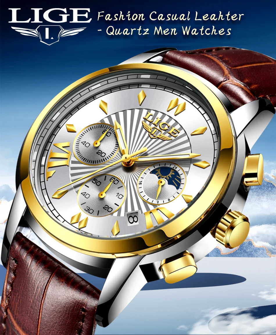 Men's Multifunctional Dial Fashion Business Watch Casual Sport Quartz Waterproof Leather Band Wristwatches Male LIGE 8911
Men's Multifunctional Dial Fashion Business Watch Casual Sport Quartz Waterproof Leather Band Wristwatches Male LIGE 8911