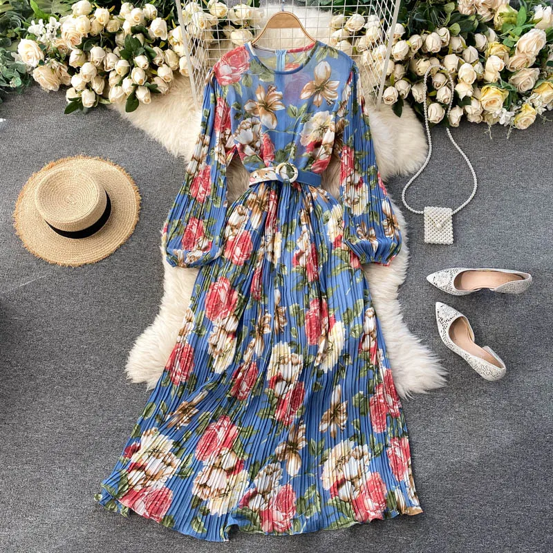 Lady Chiffon Printed Pleated Beach Dress Spring Autumn Holidays 2021 Vintage Elegant Maxi Dress with Belt Dresses for Women
Lady Chiffon Printed Pleated Beach Dress Spring Autumn Holidays 2021 Vintage Elegant Maxi Dress with Belt Dresses for Women