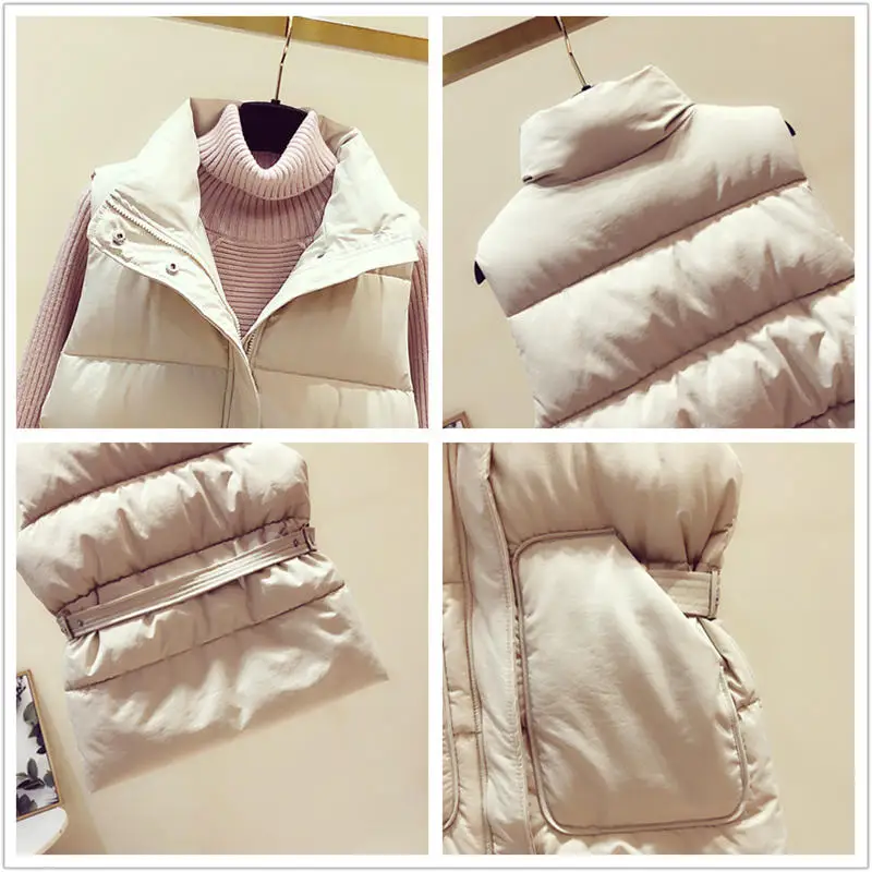 Down Cotton Vest Female Loose Waistcoat Sleeveless Winter Lady Tops Vest Coat Solid Warm Thick Vest Woman Jacket Outerwear Q2753
Down Cotton Vest Female Loose Waistcoat Sleeveless Winter Lady Tops Vest Coat Solid Warm Thick Vest Woman Jacket Outerwear Q2753