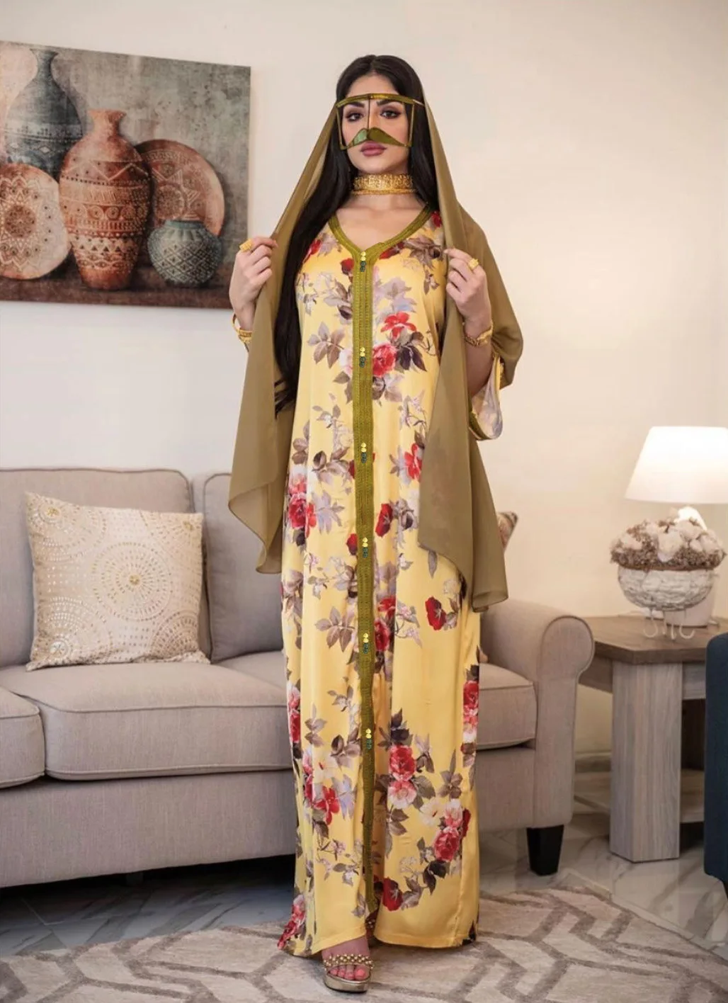 Maxi Dresses for Women Summer 2021 Sexy Muslim Women V-neck Long Sleeve Printing Dress Muslim Women Abaya 
Maxi Dresses for Women Summer 2021 Sexy Muslim Women V-neck Long Sleeve Printing Dress Muslim Women Abaya