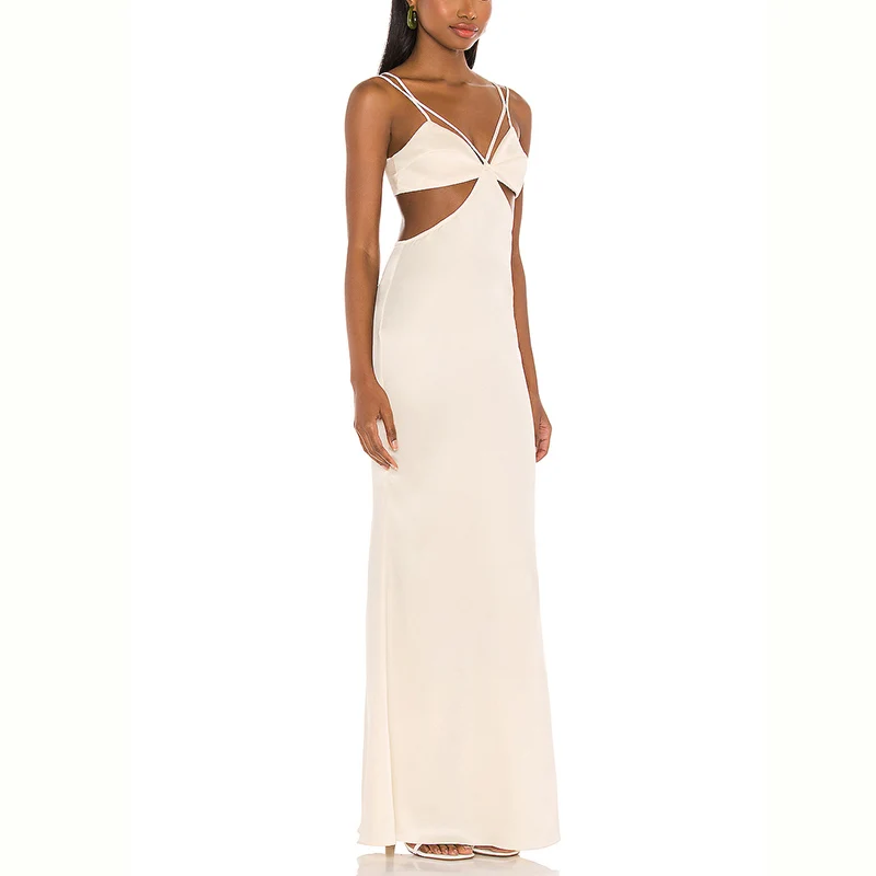 Summer White Satin Dress Sexy Backless Spaghetti Belt Split Single Breasted Long Skirt Female Elegant And Chic Banquet Dress.
Summer White Satin Dress Sexy Backless Spaghetti Belt Split Single Breasted Long Skirt Female Elegant And Chic Banquet Dress.