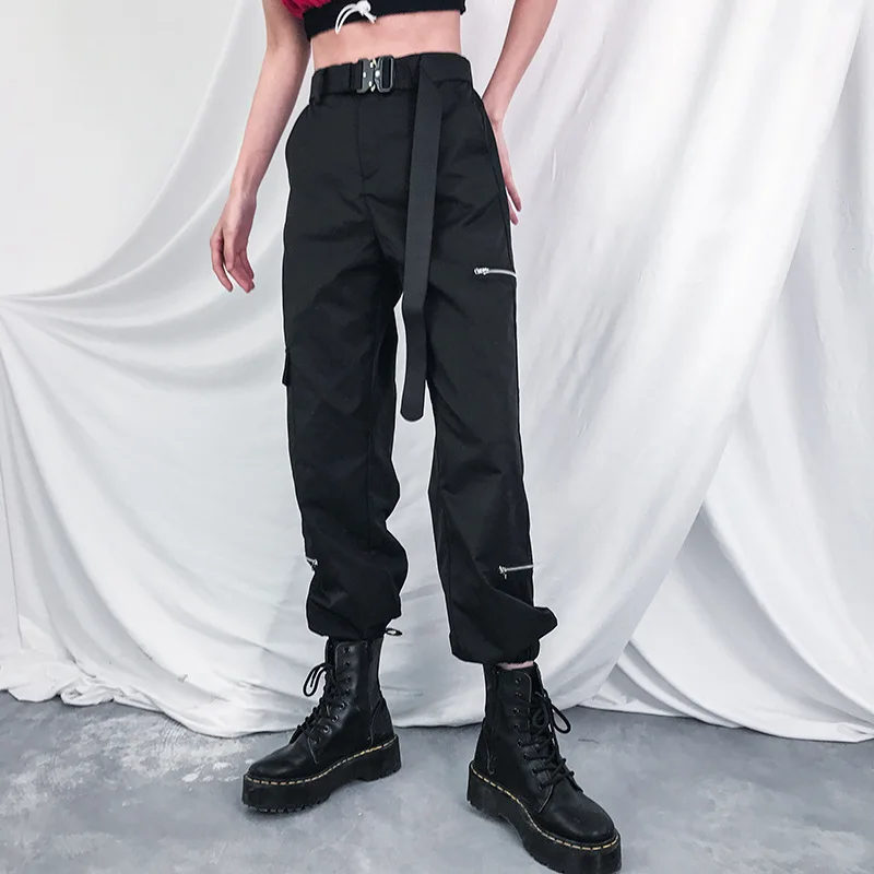 Women's Spring Black Harajuku Cargo Pants Streetwear Long Pants Women Zipper Street trousers For Women
Women's Spring Black Harajuku Cargo Pants Streetwear Long Pants Women Zipper Street trousers For Women