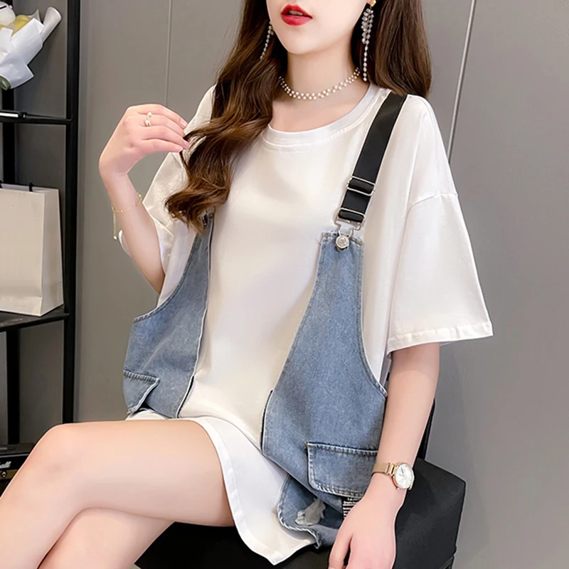 Женская джинсовая футболка из денима, большие размеры, Y14562
Женская джинсовая футболка из денима, большие размеры, Y14562