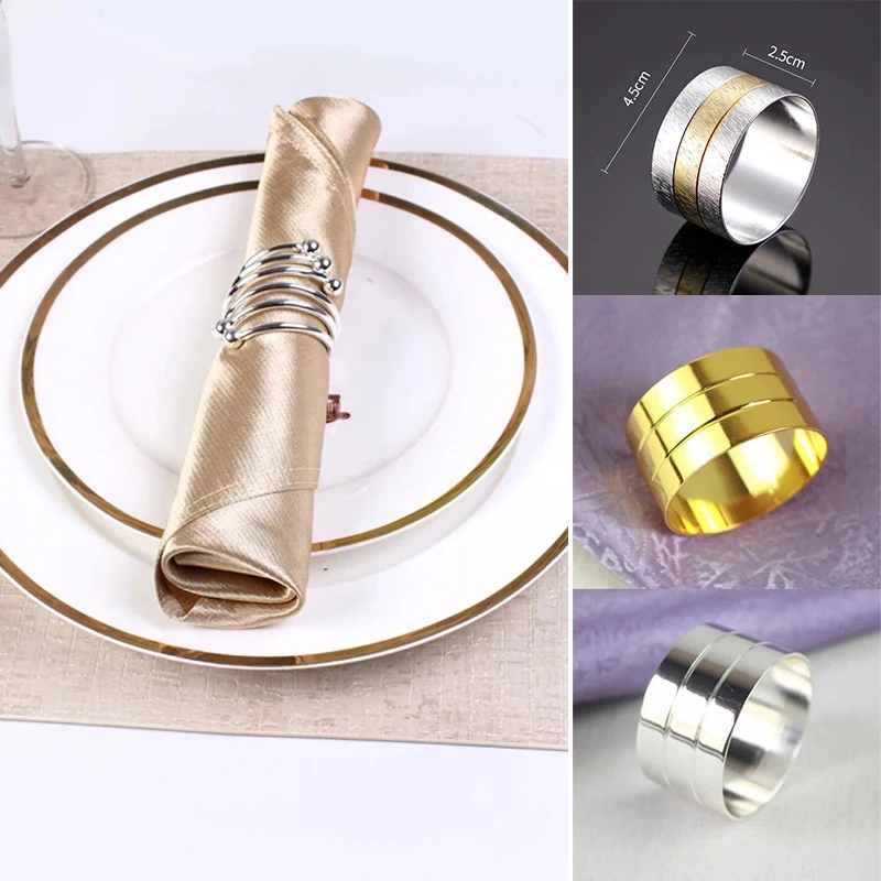 Золотые и серебряные кольца для салфеток пряжки свадебного торжества украшения
