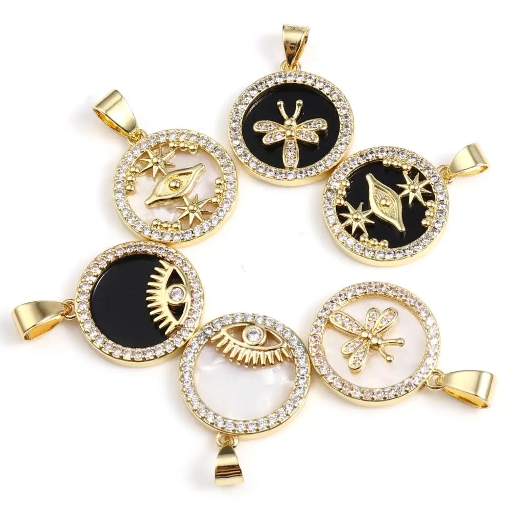 Fashion Copper Micro Pave Charms Gold Color Metal Multicolor Round Shell Pendants DIY Making Necklace Jewelry 26mm x 17mm,1PC
Fashion Copper Micro Pave Charms Gold Color Metal Multicolor Round Shell Pendants DIY Making Necklace Jewelry 26mm x 17mm,1PC