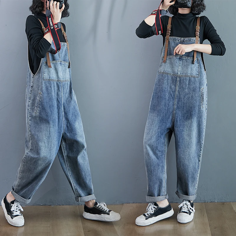 Spring Washed Bib Denim Overalls Women Baggy Harem Pants Jumpsuits Big Size Suspenders Jeans Loose Cowboy Bodysuits Rompers 2021
Spring Washed Bib Denim Overalls Women Baggy Harem Pants Jumpsuits Big Size Suspenders Jeans Loose Cowboy Bodysuits Rompers 2021