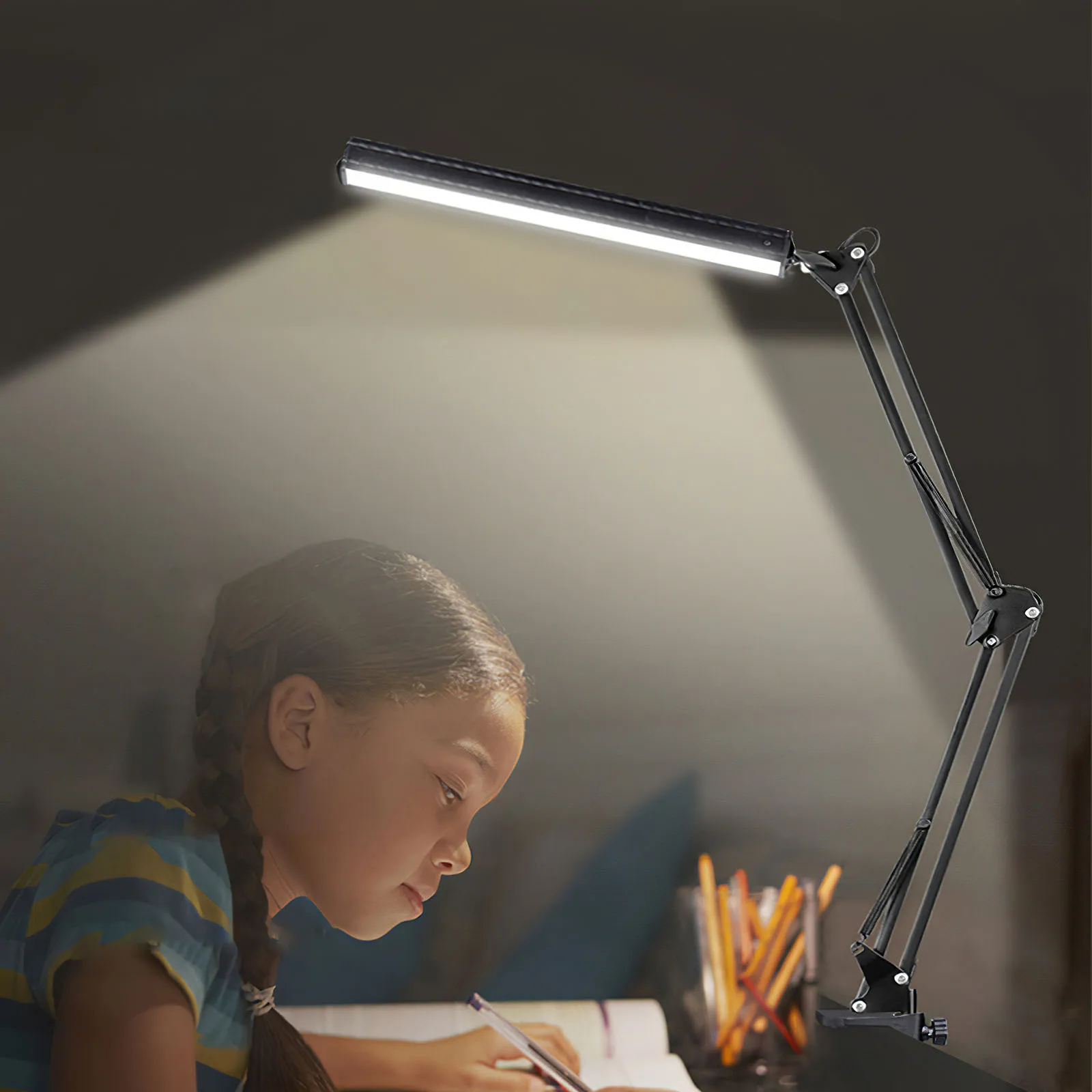 LED Desk Lamp Foldable Reading Light Eye-Caring Desktop Light With Clamp Long Swing Arm 2 Modes For Students Bedroom Classroom 
LED Desk Lamp Foldable Reading Light Eye-Caring Desktop Light With Clamp Long Swing Arm 2 Modes For Students Bedroom Classroom