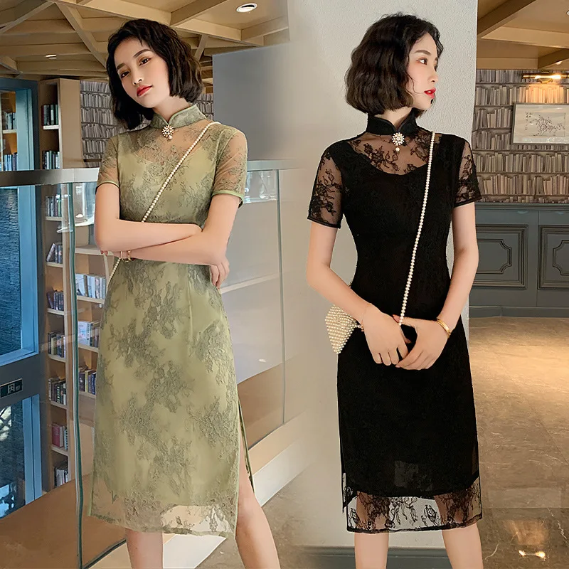 Lady Summer Sexy Hollow Out Slim Qipao Exquisite Button Trim Sweet Flower Lace Cheongsam M-XXXL Short Sleeve Chinese Dress
Lady Summer Sexy Hollow Out Slim Qipao Exquisite Button Trim Sweet Flower Lace Cheongsam M-XXXL Short Sleeve Chinese Dress