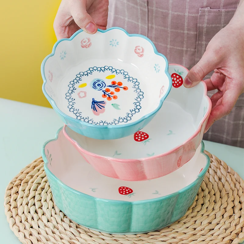 Hand-painted Ceramic Salad Cake Bowl Flower Pattern Colorful Porcelain Soup Fruit Bowl Lace Rice Dessert Ceramic Bowl Tableware
Hand-painted Ceramic Salad Cake Bowl Flower Pattern Colorful Porcelain Soup Fruit Bowl Lace Rice Dessert Ceramic Bowl Tableware