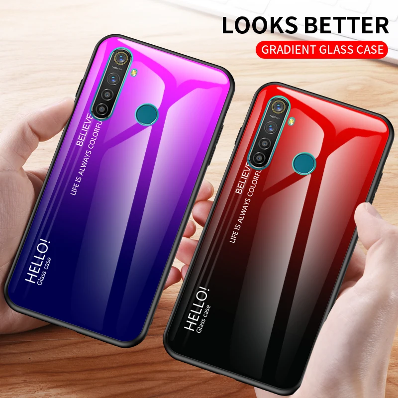 Чехол для Realme 5 Pro с закаленным стеклом роскошный мягкий силиконовый чехол